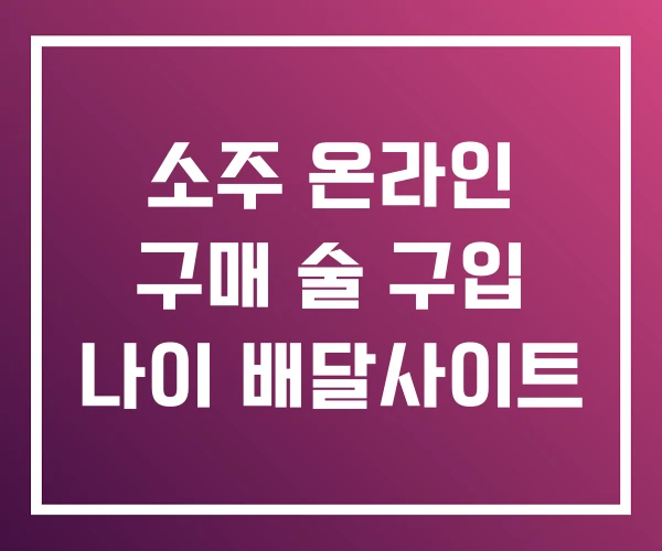 소주 온라인 구매 술 구입 나이 배달사이트