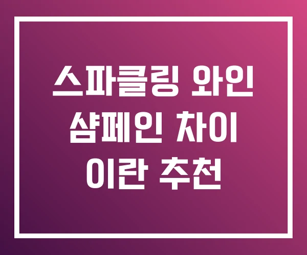 스파클링 와인 샴페인 차이 이란 추천