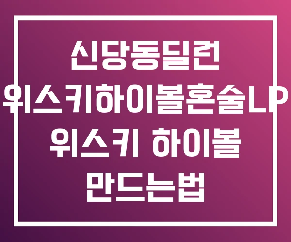 신당동딜런 위스키하이볼혼술LP 위스키 하이볼 만드는법