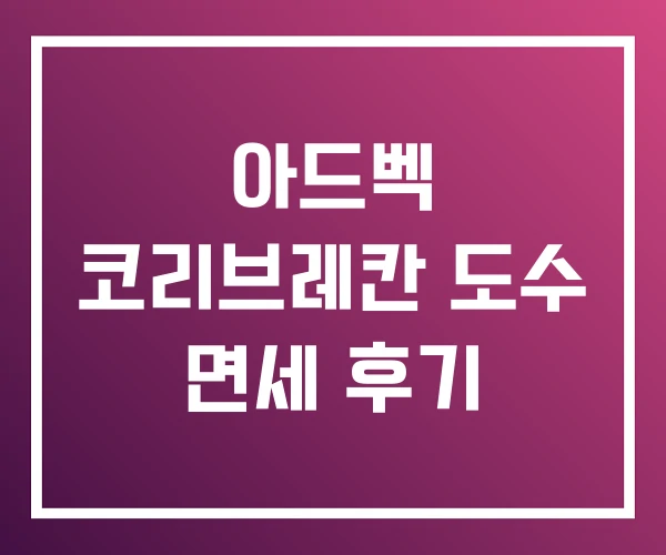 아드벡 코리브레칸 도수 면세 후기 아드벡 코리브레칸 도수 면세 후기