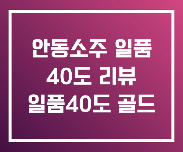 안동소주 일품 40도 리뷰 일품40도 골드 안동소주 일품 40도 리뷰 일품40도 골드