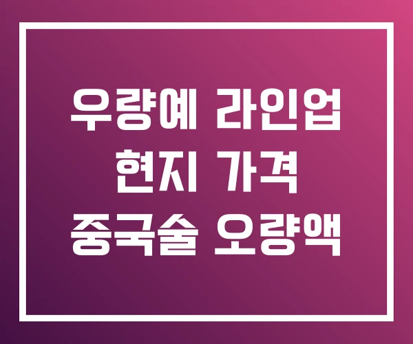 우량예 라인업 현지 가격 중국술 오량액