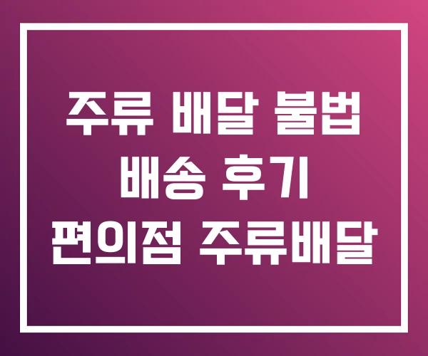 주류 배달 불법 배송 후기 편의점 주류배달