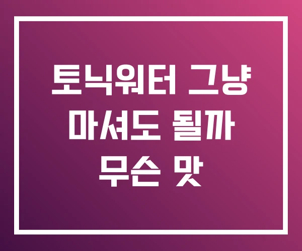 토닉워터 그냥 마셔도 될까 무슨 맛