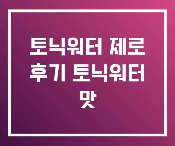 토닉워터 제로 후기 토닉워터 맛 토닉워터 제로 후기 토닉워터 맛